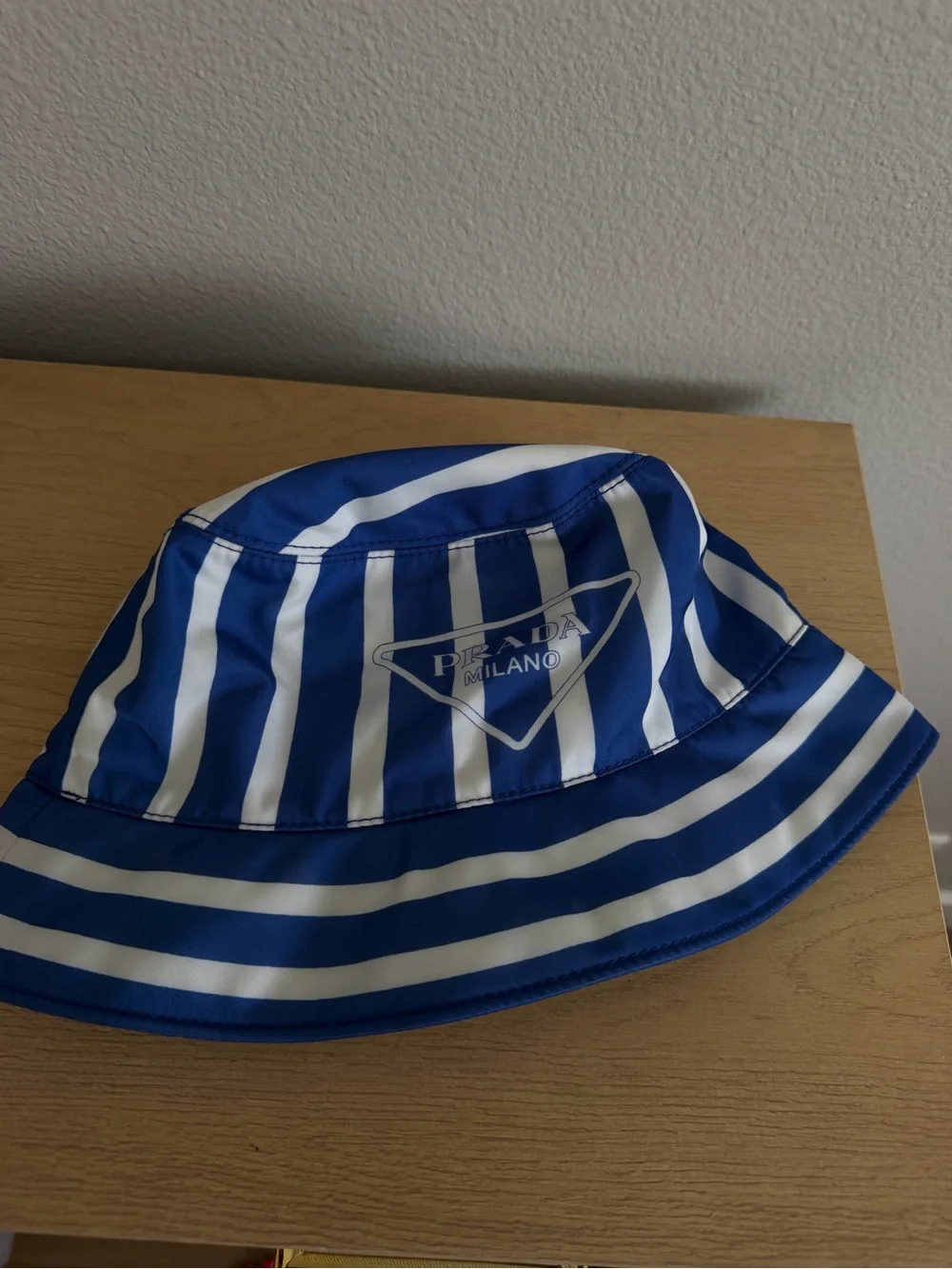 Prada Kids Blue and White Striped Bucket Hat